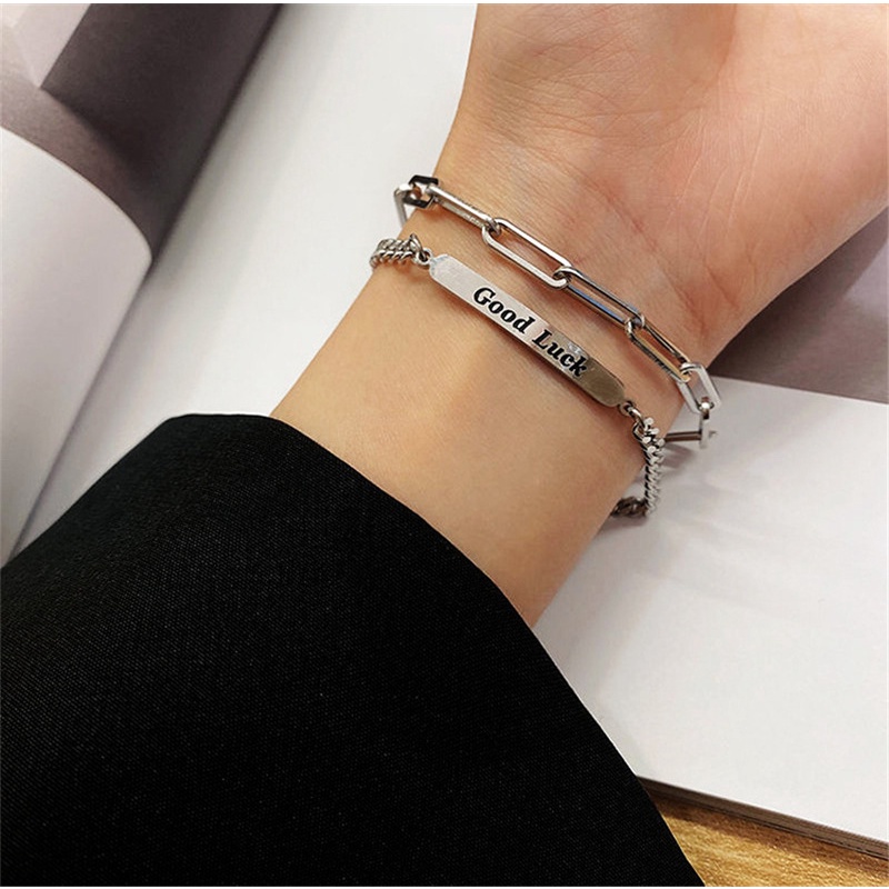 Gelang Bahan Titanium steel Gaya hip hop Untuk Pria Dan Wanita