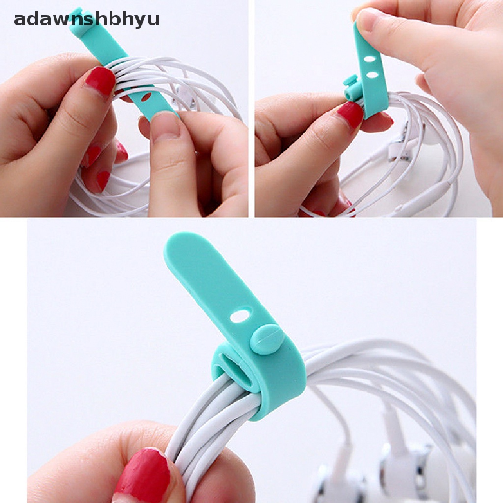 Adawnshbhyu Silicone Kabel Data Organizer Headphone Cord Finishing Buckle Bungkus Tie Strap