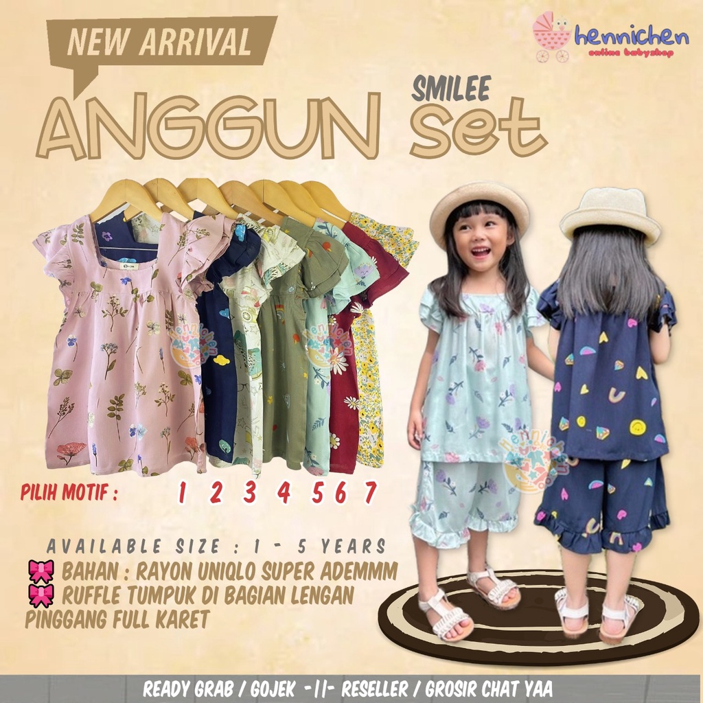 PROMO 7.7 Baju Anak Set Anggun By Smilee Setelan Baju Anak Premium Rayon One Set 1 - 5 Tahun