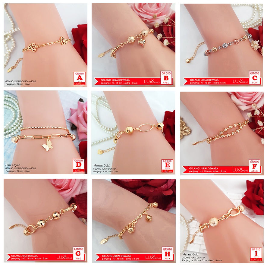 GR 010 Gelang Tangan Xuping Perhiasan Lapis Emas Kupu Gold Luxx Xuping