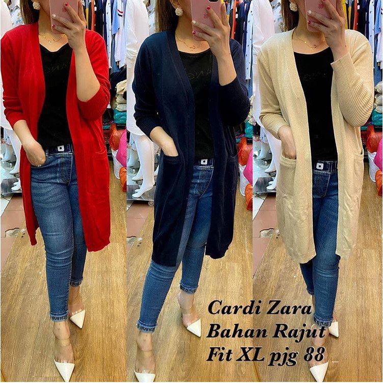 cardigan panjang rajutan polos wanita