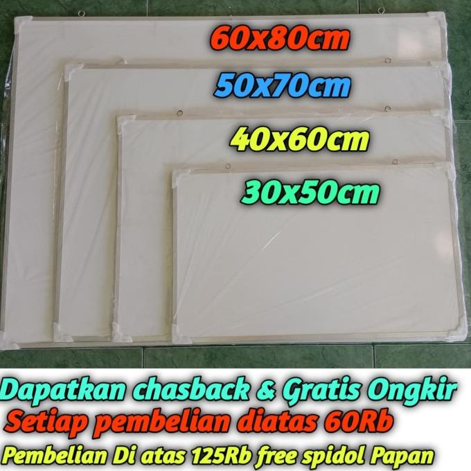 

^^^^^] WHITE BOARD/PAPAN TULIS & KAPUR UKURAN 40x60cm - Produksi Sendiri