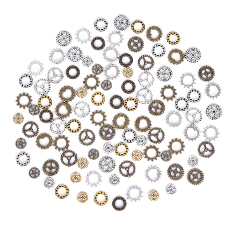 100pcs Liontin Bentuk Roda Gigi Mini Antik Steampunk Untuk Membuat Perhiasan