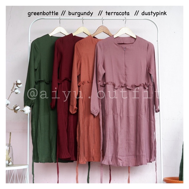KIA TUNIK atasan polos busui friendly plisket pleated shirt