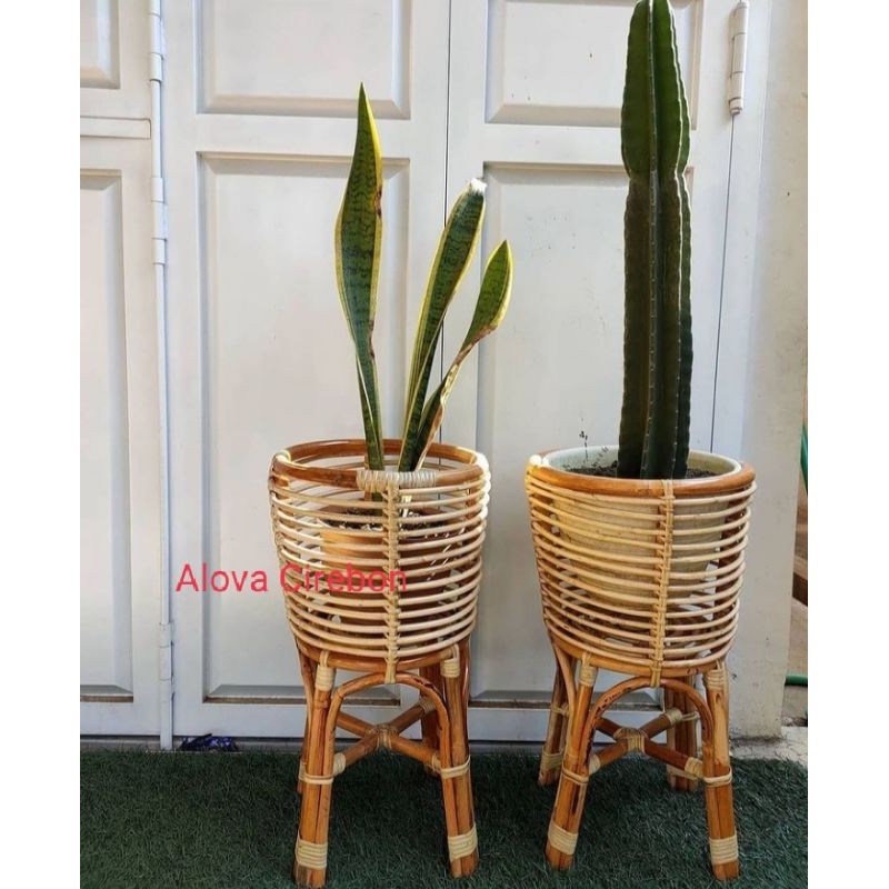 Pot rotan kaki / standing pot rotan