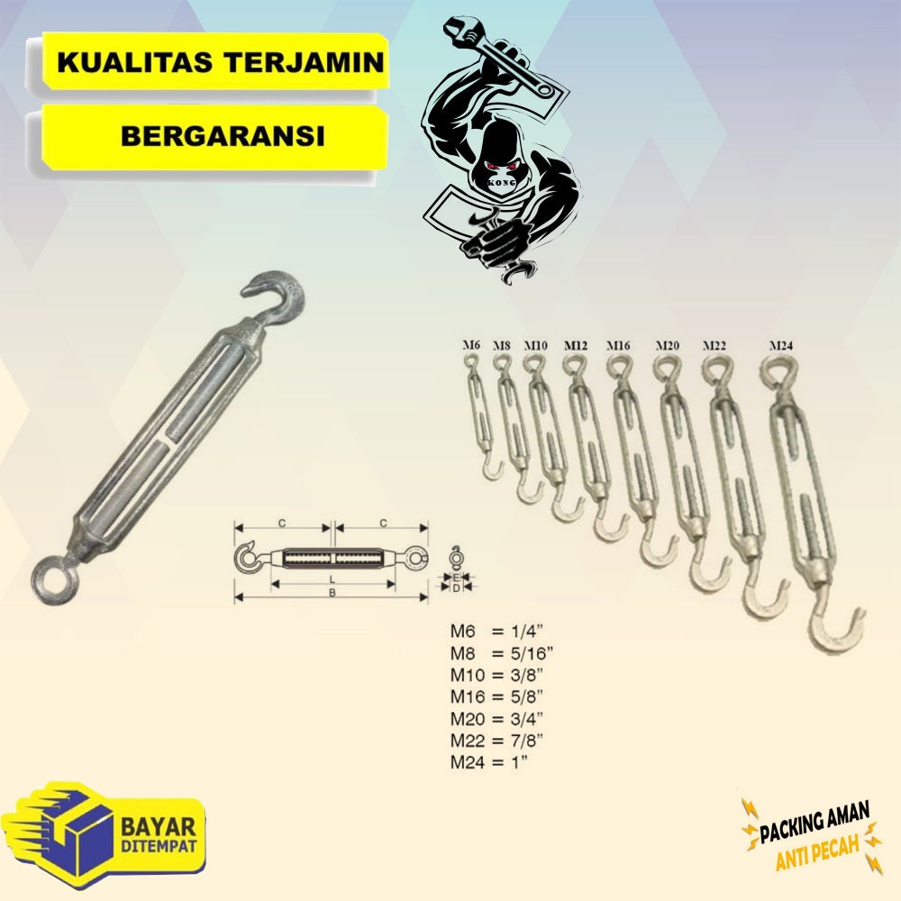 Jual Spanskrup Mm M Turn Buckle Span Skrup Tarikan Sling Jarum Keras Seling Jarum Keras