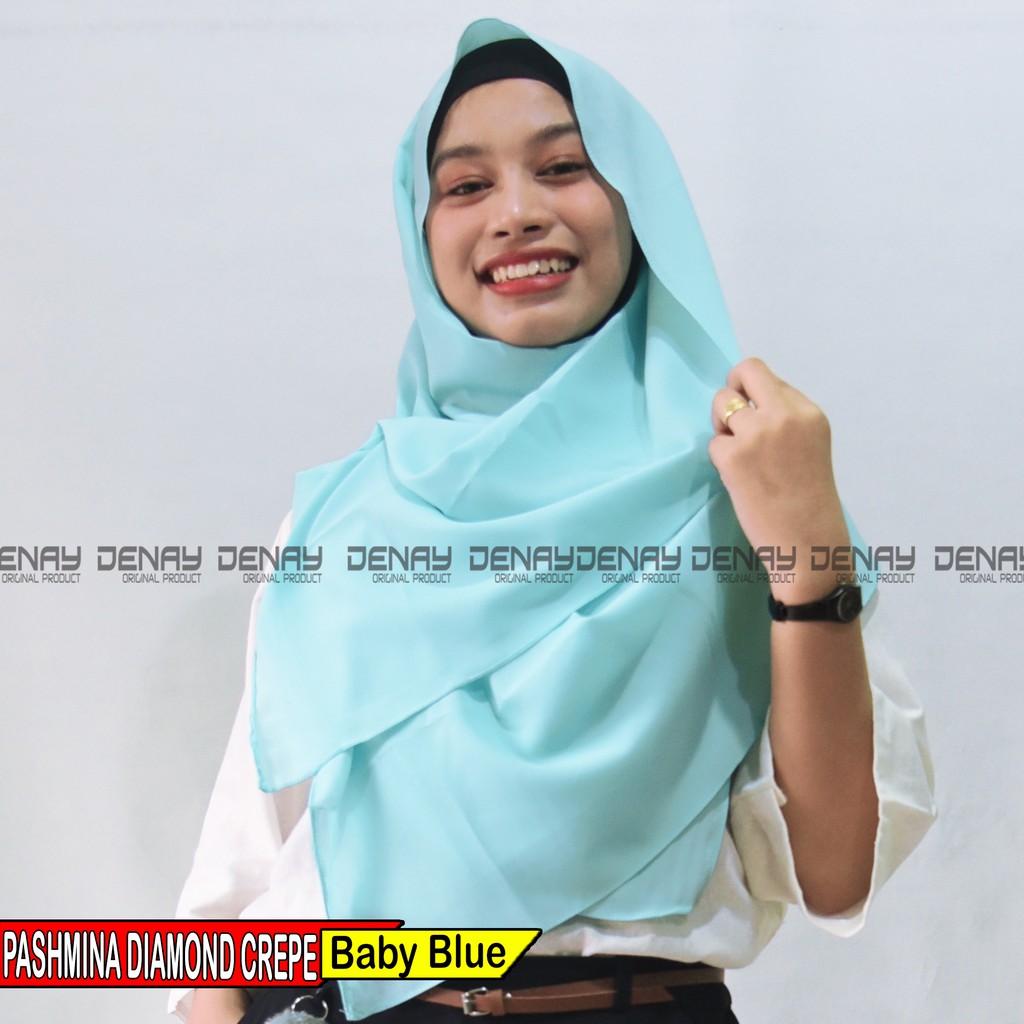 TOKODENAY - HIJAB PASHMINA DIAMOND CREPE - (150 x 75) JAHIT TEPI PASHMINA JILBAB POLOS