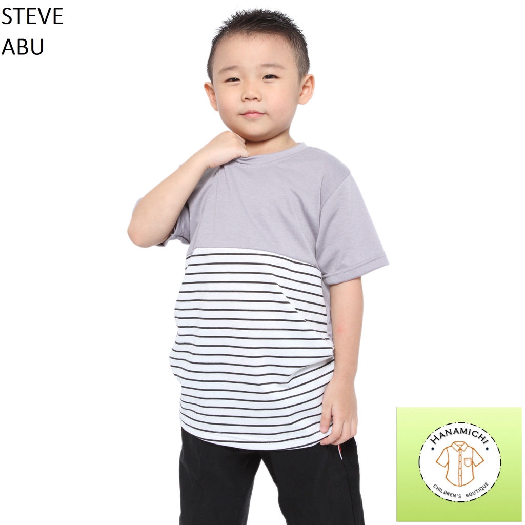 Hanamichi STEVE Kaos  Anak Motif Salur Lengan Pendek