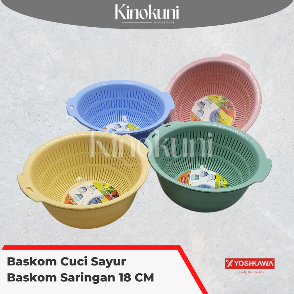 YOSHIKAWA Baskom Plastik Set Baskom Saringan Buah dan Sayur