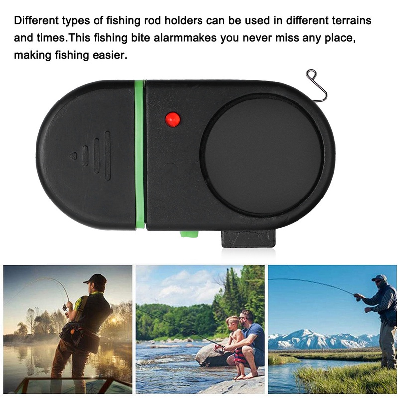 Alarm Gigitan Ikan Portable Warna Hitam Dengan Lampu LED