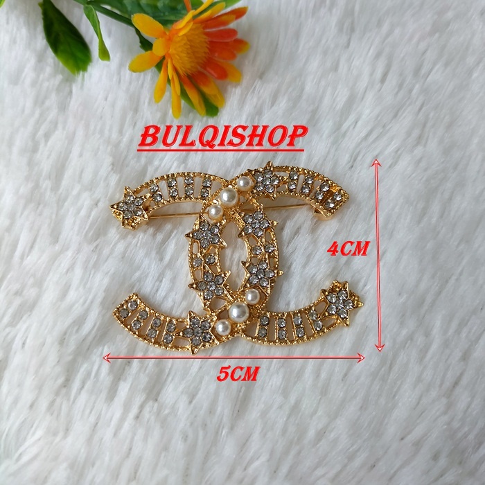 Bros jilbab PERMATA MUTIARA brooch pearl Pin Aksesoris fashion Baju blazer peniti Hijab Karakter mus