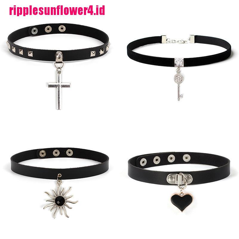 Kalung Choker Bahan Kulit PU Gaya Punk Gothic