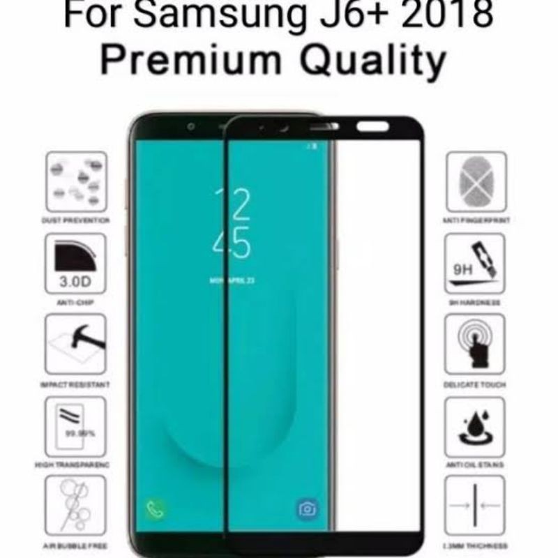 Tempered Glass Samsung J4+/J6/J6+/J5 2016/J5 Pro/J7/A7 2018 Full Black Cover