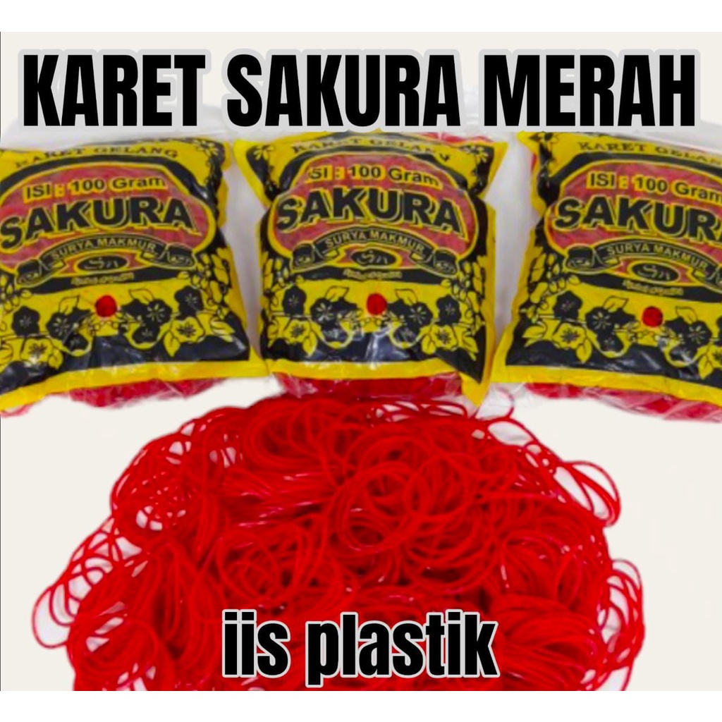 Karet Sakura kuning/merah 100 gram- karet gelang kecil