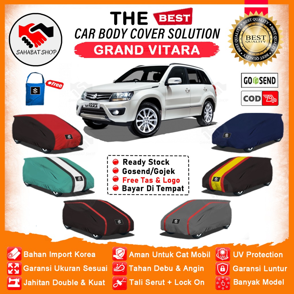 Sahabat Body Cover Mobil Grand Vitara / Sarung Penutup Suzuki Grand Vitara Outdoor / Tutup Selimut Mantel Kerudung Pelindung Jas Kelambu Pembungkus Mantol Kerodong Tutupan Bungkus Terpal Mobil Grand Vitara Waterproof Anti Air Model Orange