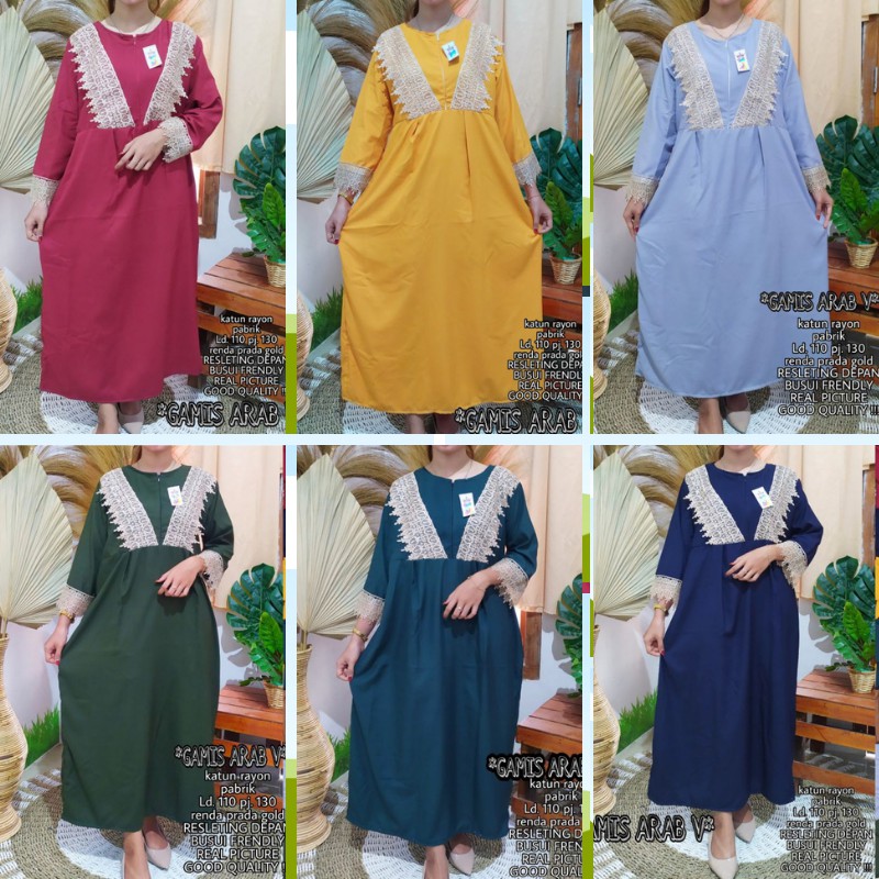 DASTER ARAB RENDA LENGAN PANJANG JUMBO MOTIF POLOS BUSUI RESLETING DEPAN MURAH TERBARU 2021