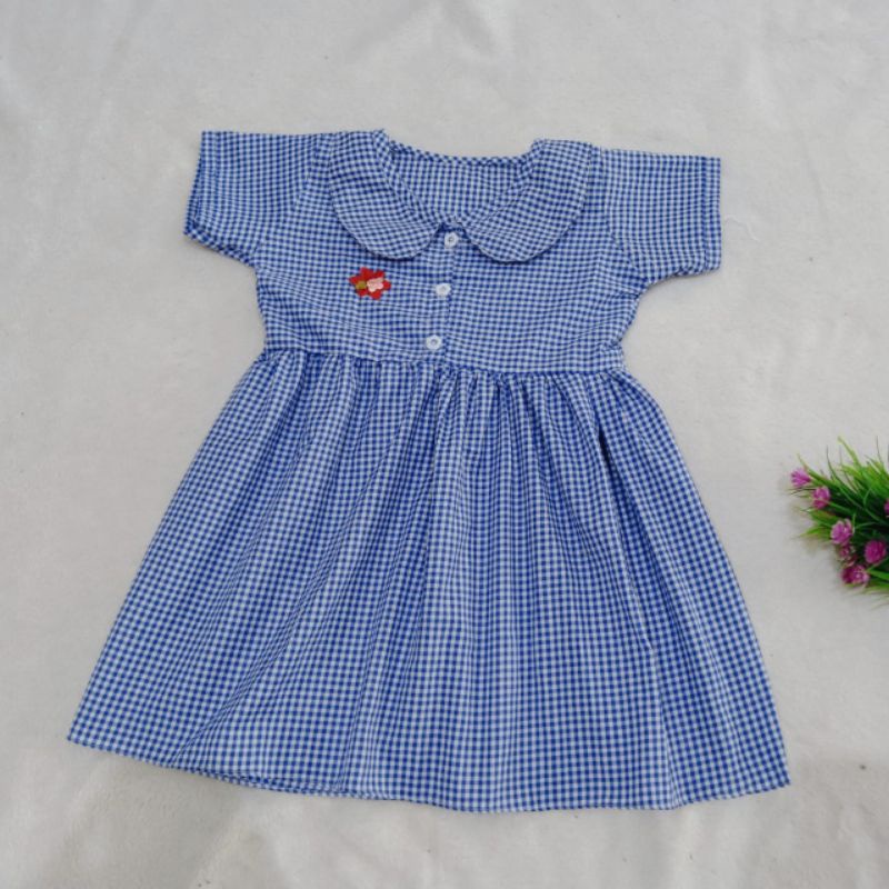 Dress Anak 1 2 Tahun cewek perempuan Baju motif kotak Polka(Dress Wonder women)