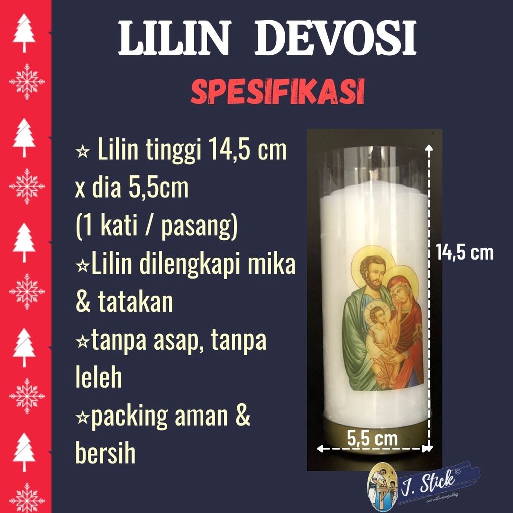 Lilin Rohani Katolik, Lilin Doa, Lilin Natal, Keluarga Kudus 14 cm (1pc)