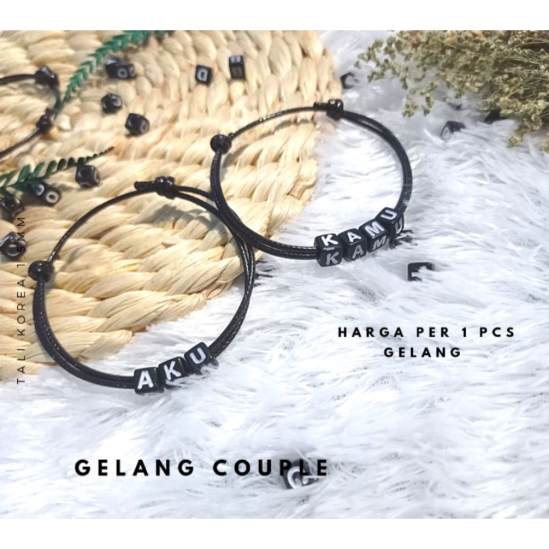 GELANG NAMA KAMU | GELANG CUSTOM INISIAL HURUF (tali anti air) GELANG COUPLE NAMA
