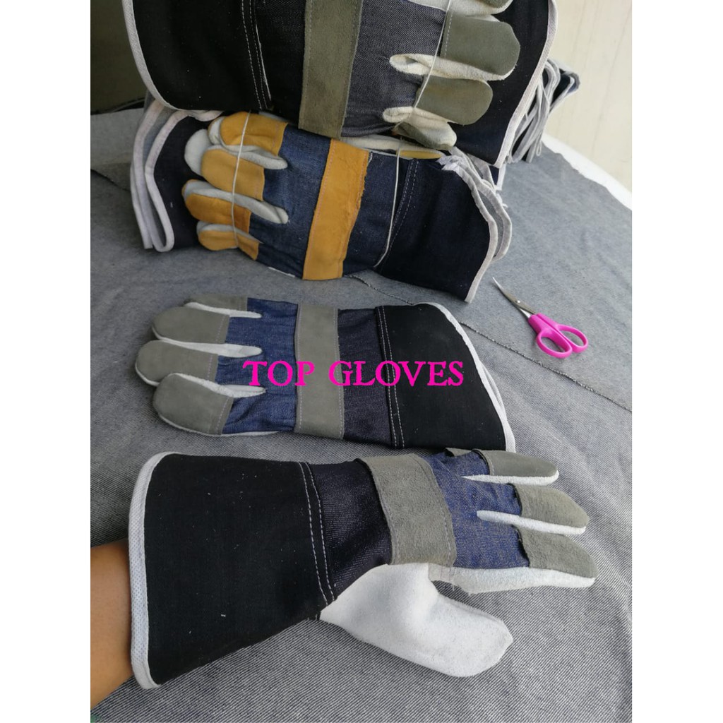 Fitter Gloves - Sarung Tangan Kulit Krasting Kombinasi Jeans - Sarung Tangan Proyek