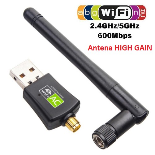 USB Wifi Dual Band 2.4G dan 5G Antena High Gain 600Mbps Wireless USB