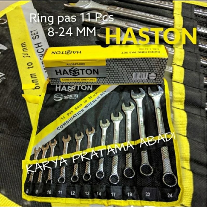 KUNCI RING PAS 11 PCS HASSTON PROHEX 8 - 24 MM COMBINATION WRENCH HASTON 11 PCS 8-24 MM