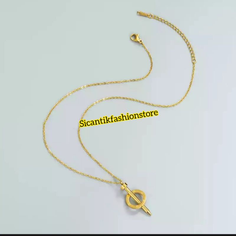 Kalung Titanium Wanita Liontin Motif Paku Warna Gold Rose Gold Fashion Wanita Terlaris Anti Karat Tidak Luntur Kalung Wanita Terbaru Kekinian