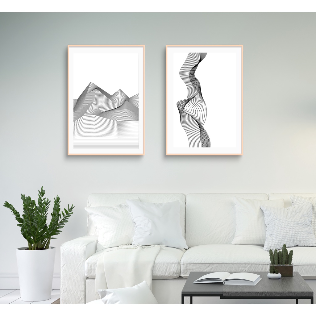Dekorasi Dinding Frame Bingkai Foto A3 Natural Minimalis Aesthetic Motif Abstract