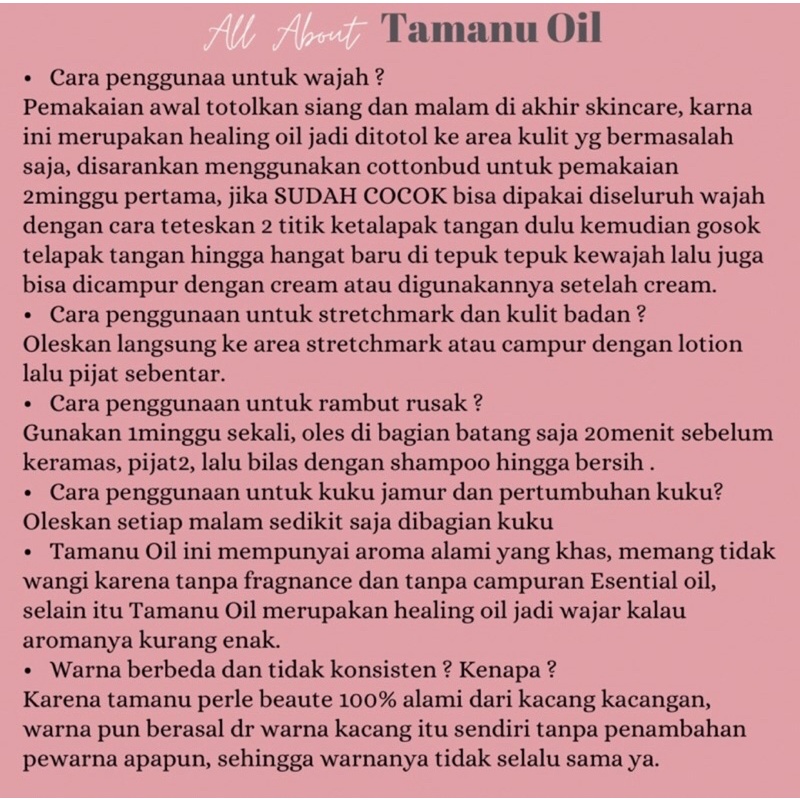 [READY SIAP KIRIM] Tamanu Oil 100% by Perle Beaute | Pearlbeautys BPOM