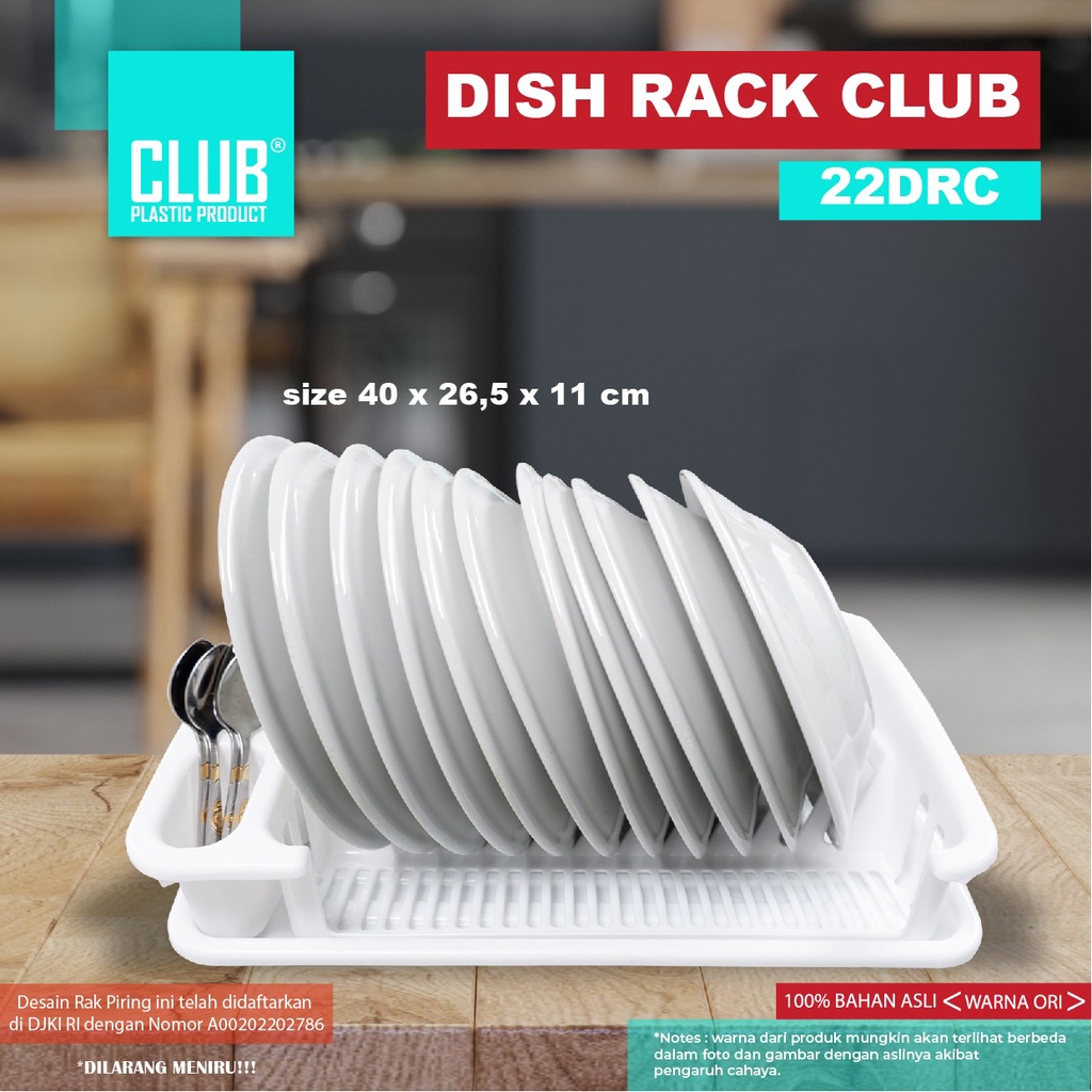 Rak Piring Plastik CLUB DISH DRAINER 22DRC Dish Drainer Tempat Penyimpanan Piring Gelas Mangkok Tempat Meniriskan Piring Minimalis