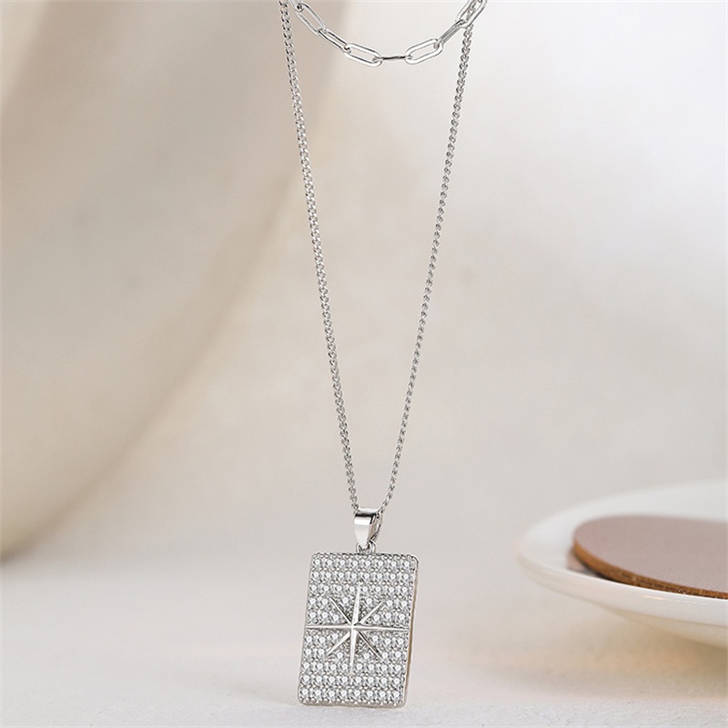 Kalung Bahan S925 Silver Aksen Berlian Untuk Wanita