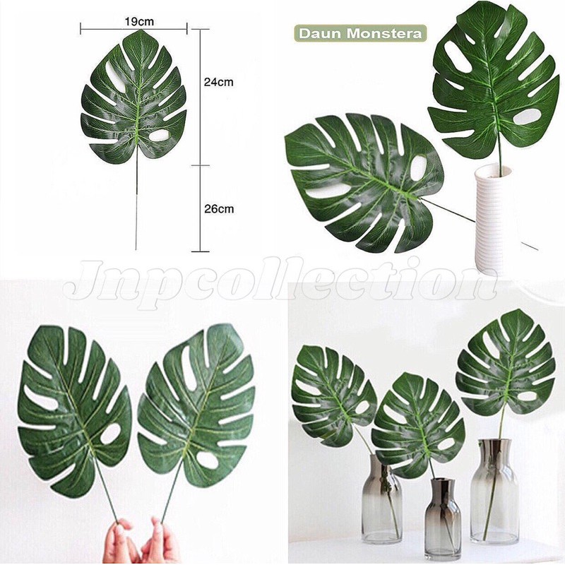 Tangkai Daun Monstera Besar Plastik Artificial Per Lusin