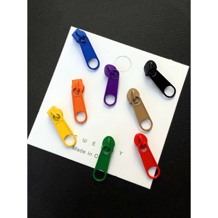Anting Tusuk Gantung Desain Resleting Warna Warni Gaya Minimalis Untuk Wanita