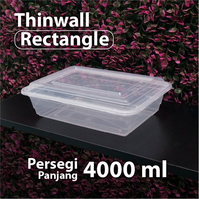 Thinwall Persegi Besar 4000 ml DM - Wadah Rectangle harga 5 pcs