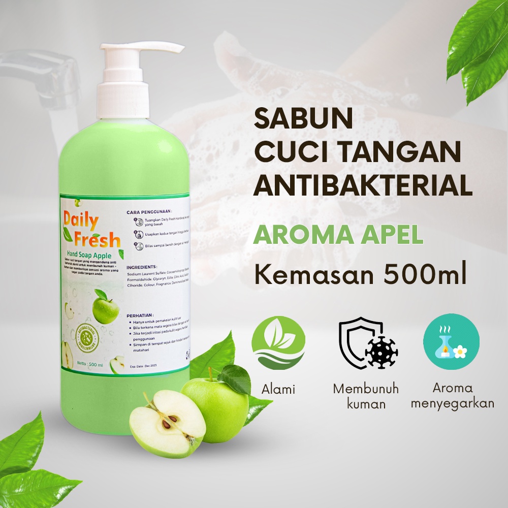Sabun Cuci Tangan Antiseptik Antibacterial HAND SOAP DAILY FRESH Aroma Apel Stroberry Lemon 500ml