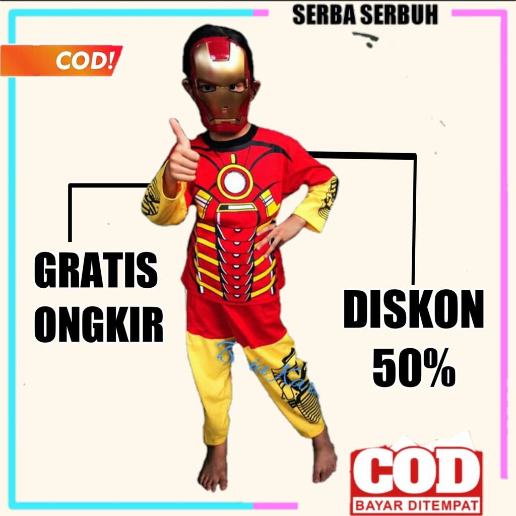 BISA COD baju iron man anak baju robot anak laki laki baju robot dan topeng baju anak robot KE249