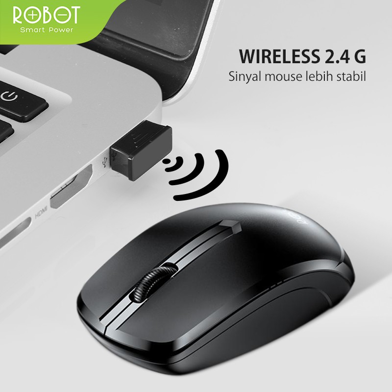 Mouse Wireless ROBOT M200 2.4GHz Silent Optical 1600DPI Receiver USB M200