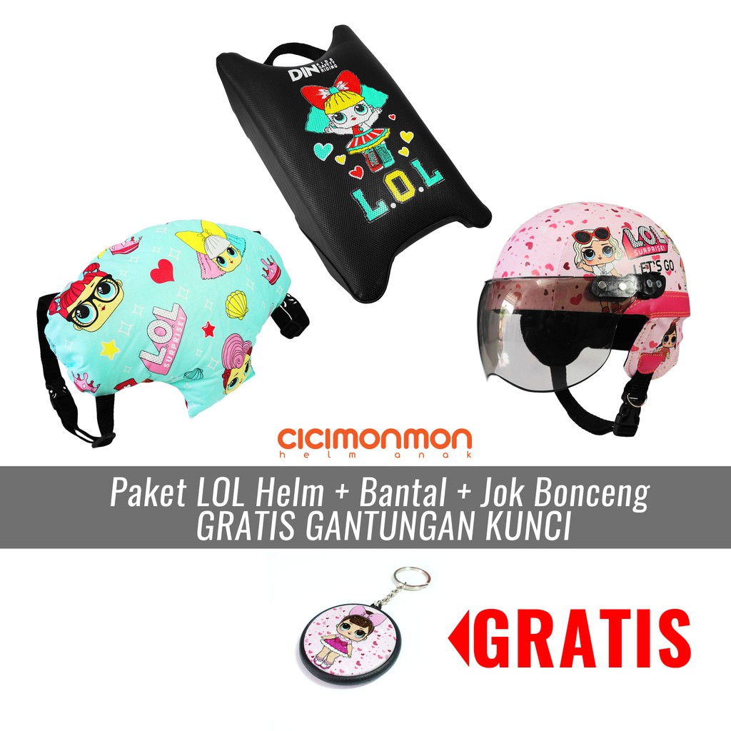 GRATIS GANCI Paket LOL Helm + Bantal + Jok Bonceng
