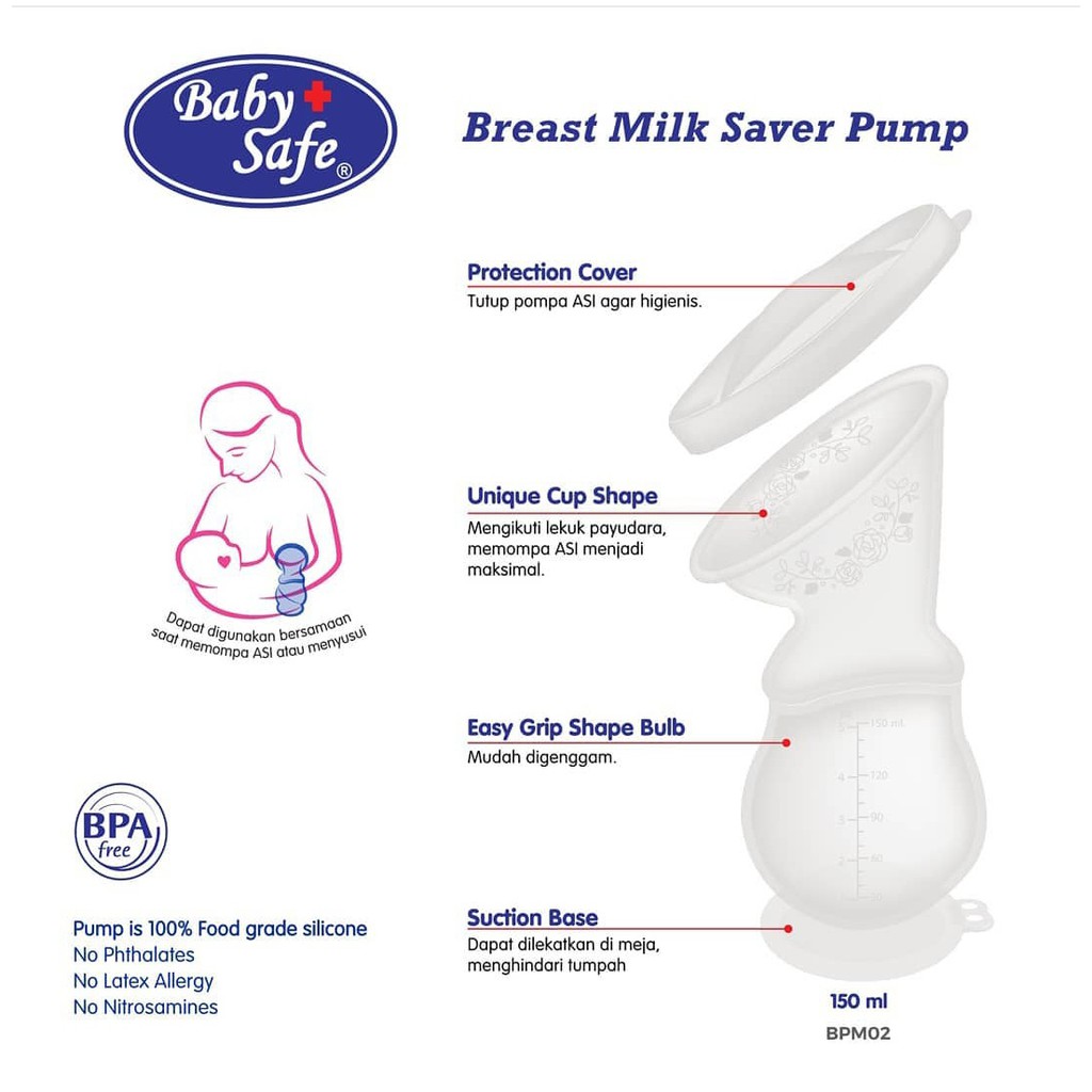 Baby Safe Breast Pump Silikon - BPM02 - Breast Milk Saver Pump 150 ml Silicone Penampung ASI