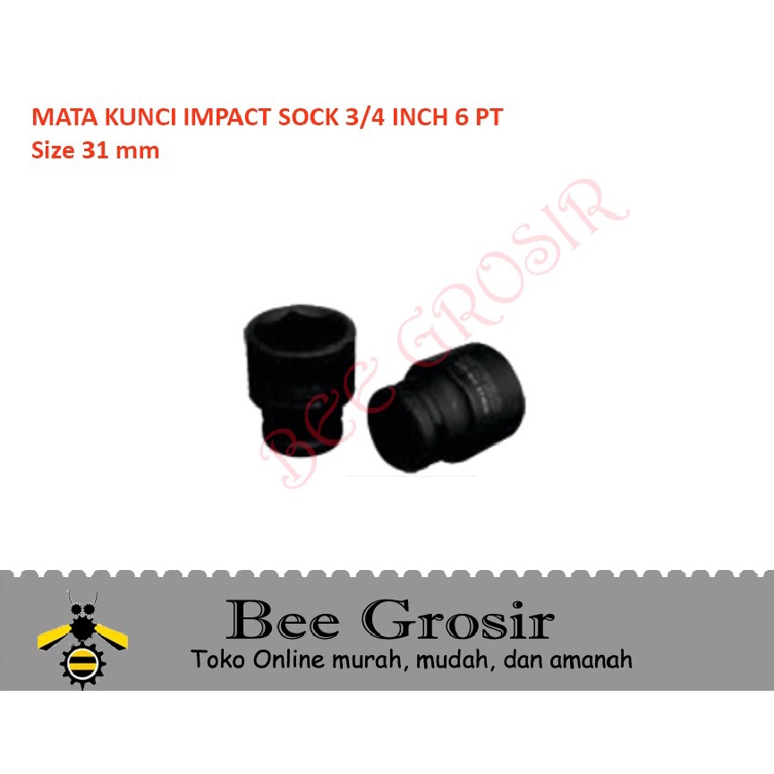 Mata Kunci Impact Sock Sok 3/4 inch 6PT Size 31mm Wipro