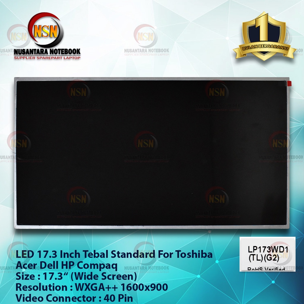 LCD LED 17.3 Inch Tebal Standard Toshiba Acer Dell HP Compaq