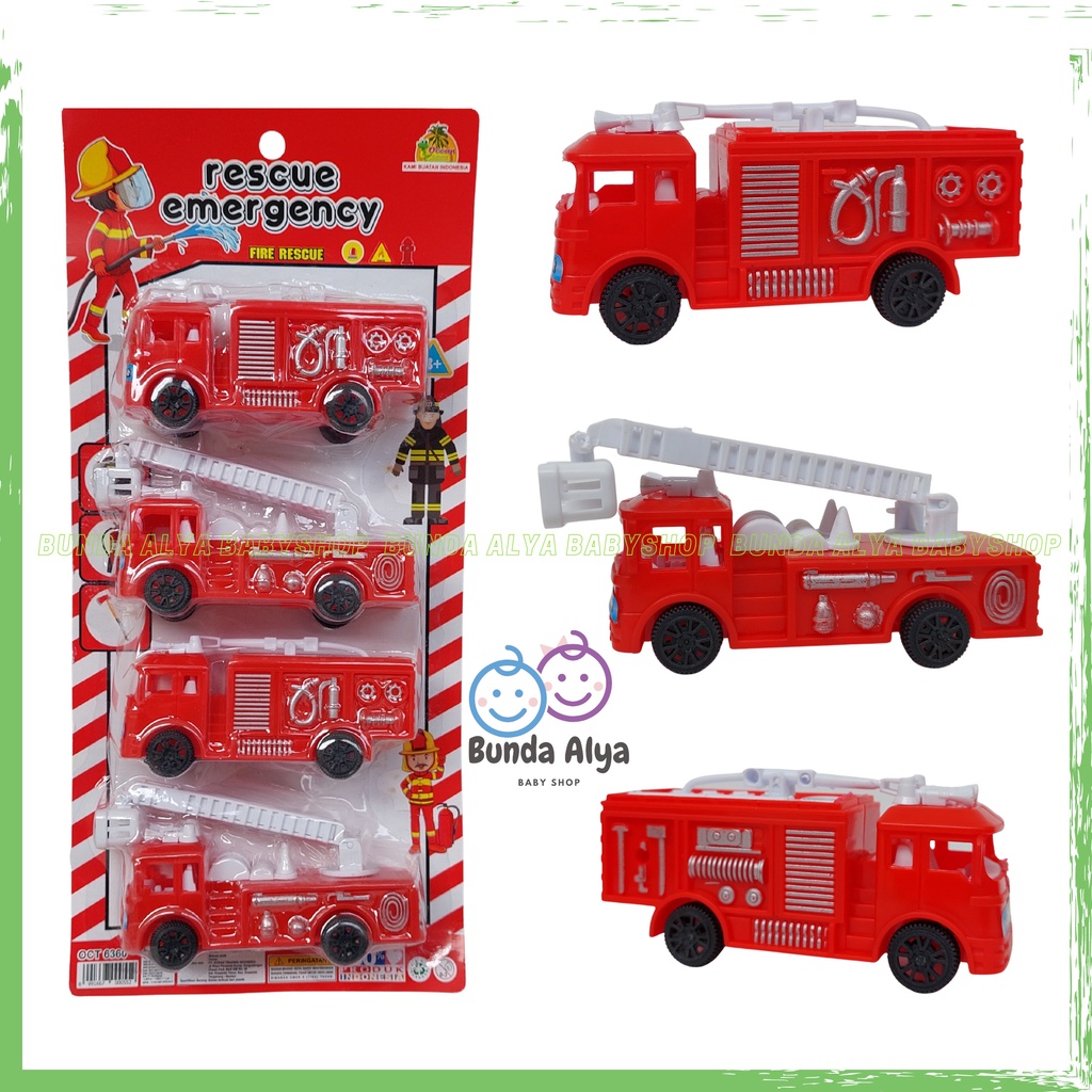 Mainan Anak Laki Mobil Pemadam Set Mainan Mobi Pemadam Kebakaran Isi 4 Mainan Mobil Kebakaran Mini Damkar SNI