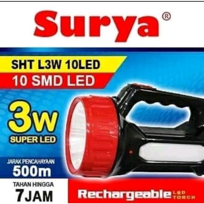 Senter Led Super Terang Surya SHT L3W 10 LED