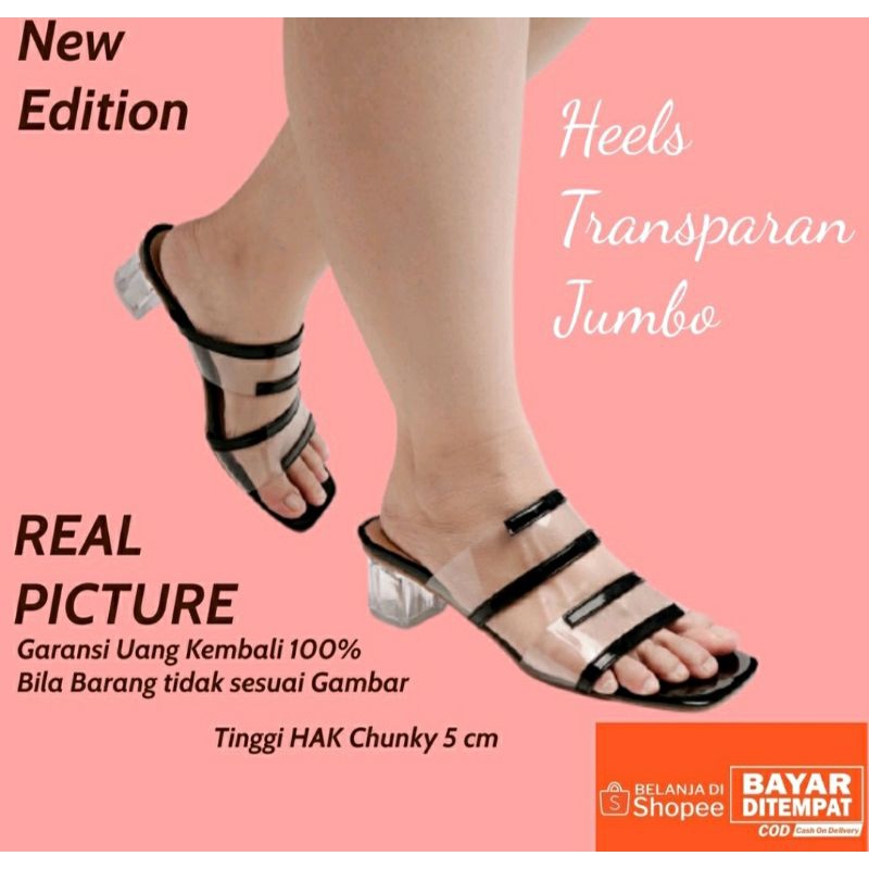 Original,Sandal Wanita Uk Besar 41,42,43,44,45 Hak 5cm/Sandal Kerja Uk Big Size Jumbo/Sandal Santai &amp; Keundangan Big Size