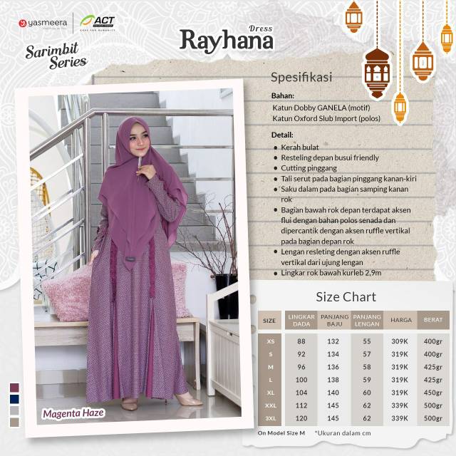 [Agen Resmi] YASMEERA RAYHANA DRESS MOM DEWASA GAMIS ONLY SARIMBIT LEBARAN IED