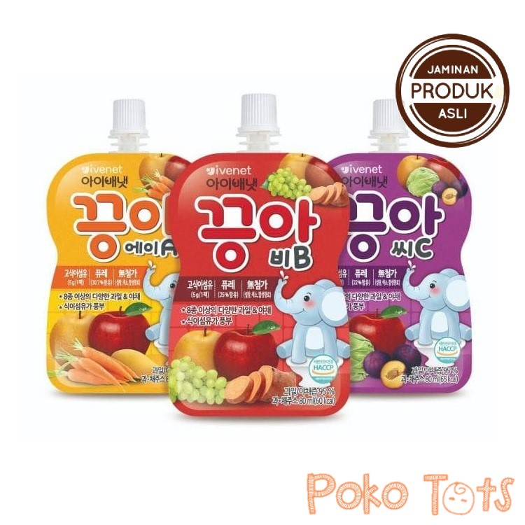 Ivenet Bebe Puree A/B/C 80ml Fruit Puree Jus Buah Sehat Untuk Bayi Original Korea WHS