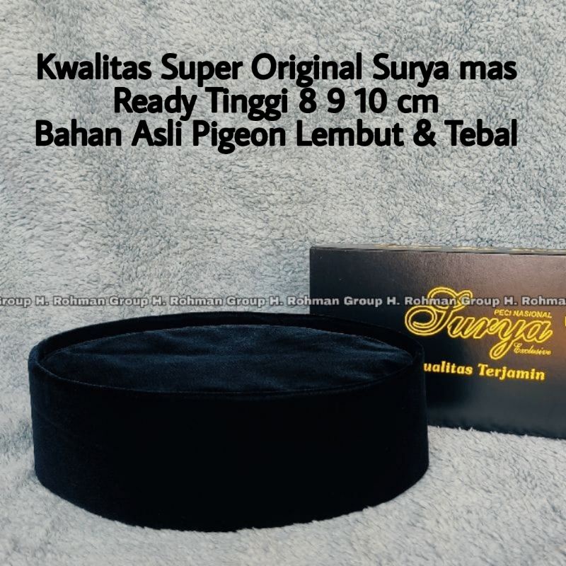 Peci Hitam Surya Mas Non Ac Songkok Kopiah Nasional Tinggi 8 9 10 Cm Motif Peci Manis