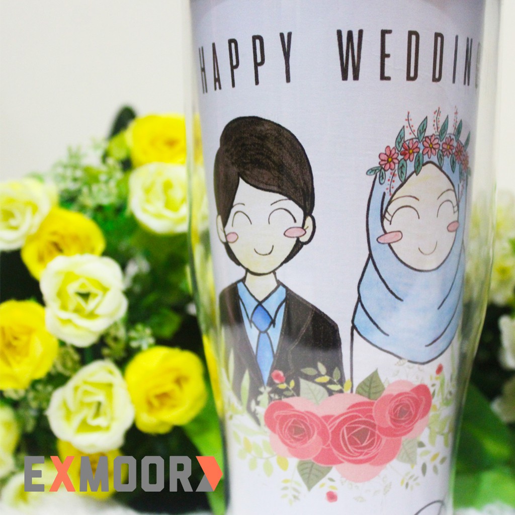 Tumbler Couple Wedding Doodle Pengantin Hijab