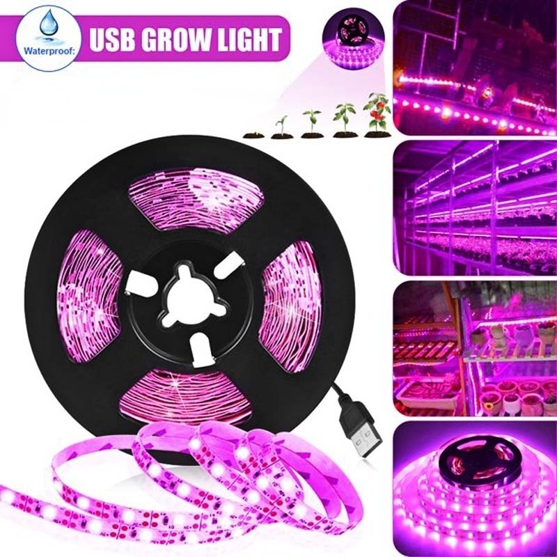 Lampu Strip Led Usb Flexible Spektrum Penuh 0.5 / 1 / 3m 5v Tahan Air Untuk Pertumbuhan Tanaman