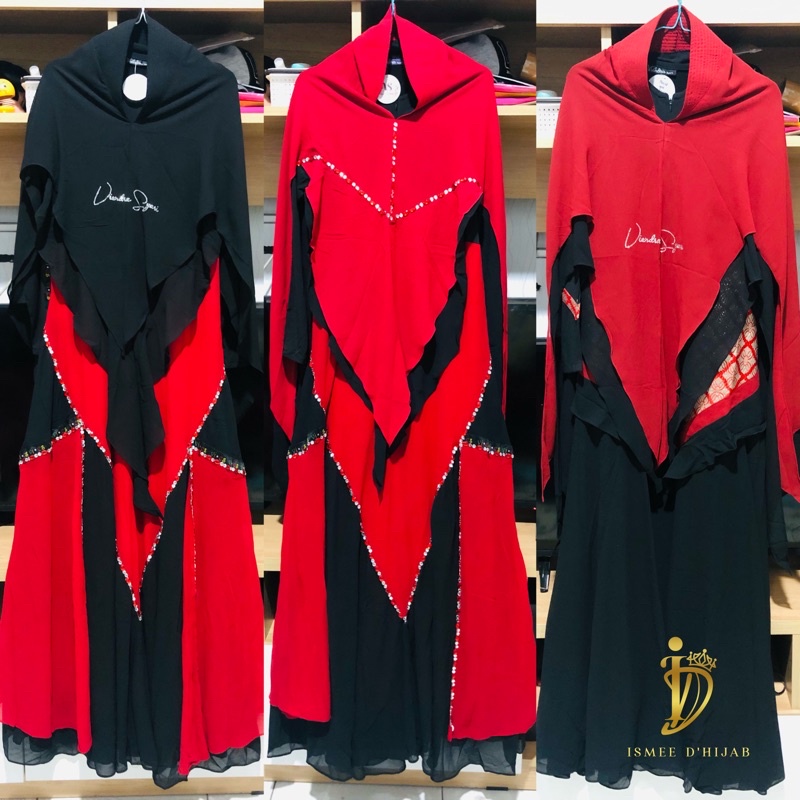 GAMIS VIENDRA SYARI EDISI MAROON MIX HITAM